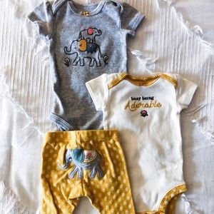 Yellow Boho Newborn Girls Set Bodysuit + Pants